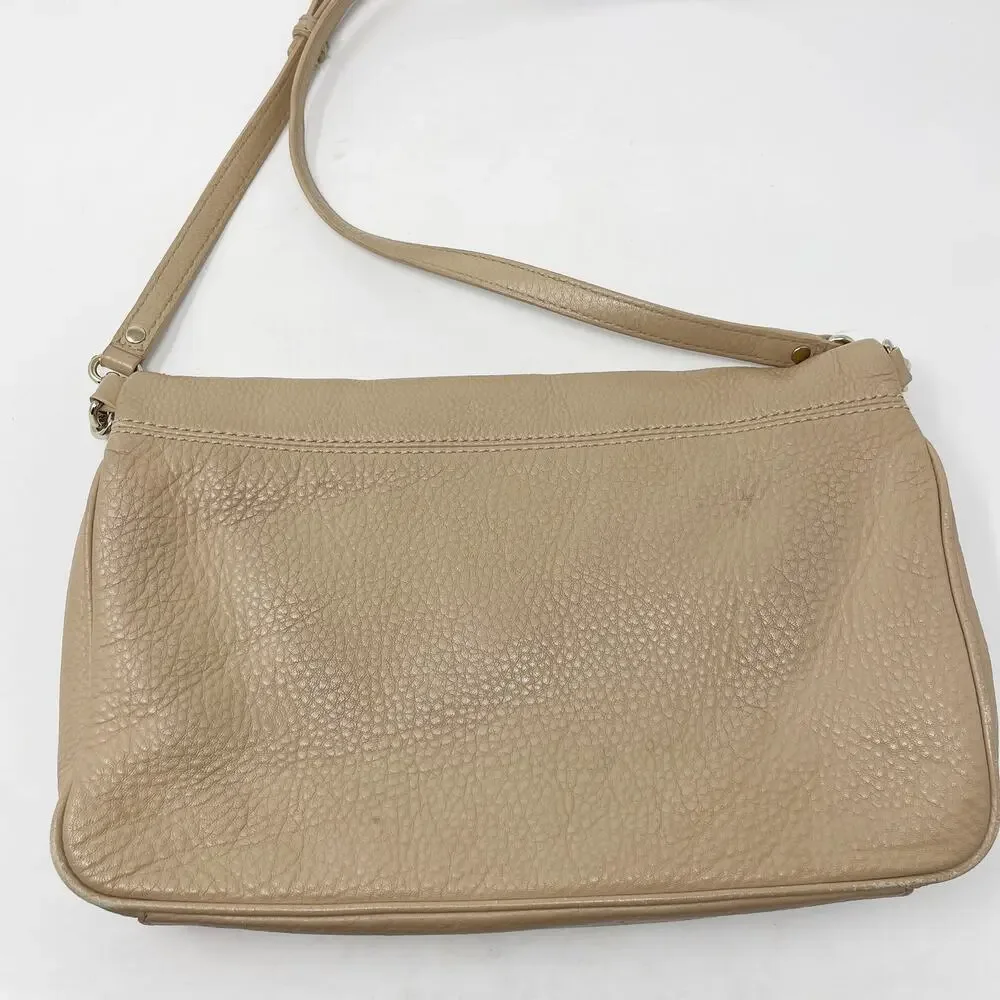 Kate Spade Taupe Cobble Hill Crossbody Leather Bag Flap Top Zip Pocket Pebbled